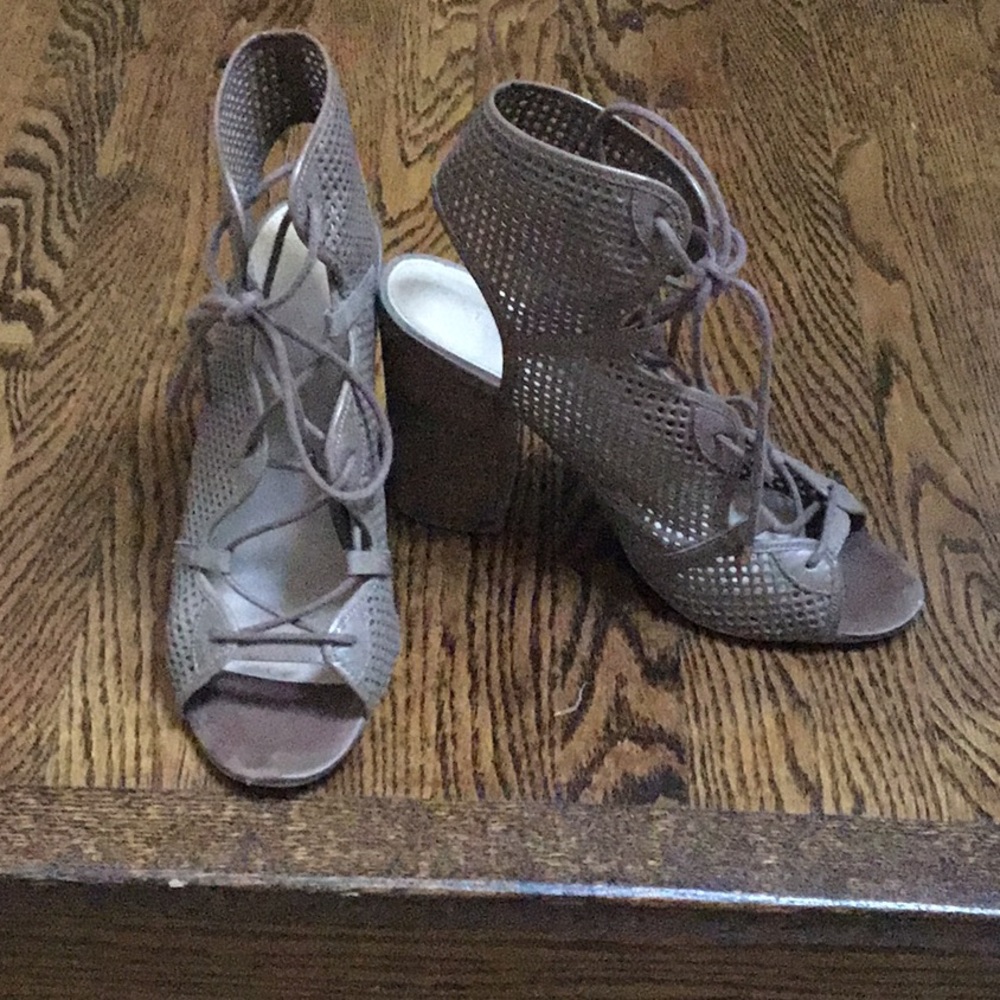 Aldo Taupe Block Heel Sandals